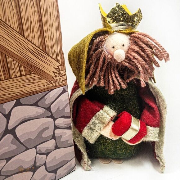 Felted Plush Nativity Crèche 5 Pieces Christmas Decor - Picture 6 of 14